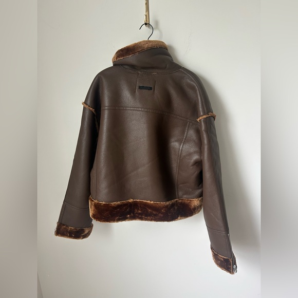 Hudson Cropped Vegan Leather Shearling Aviator Jacket - Picture 5 of 5